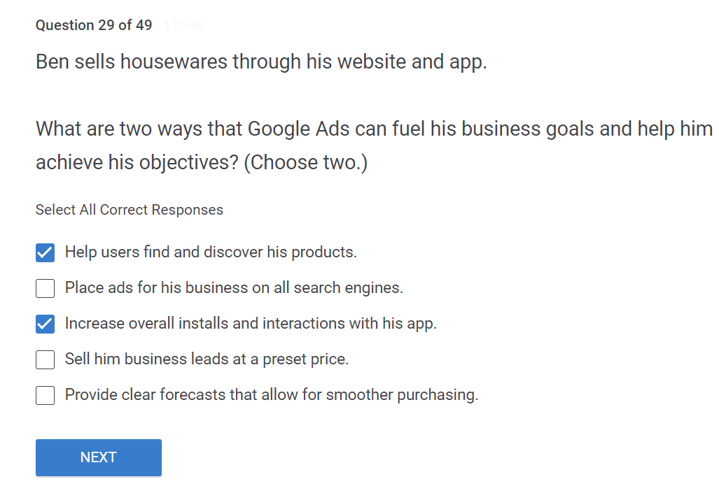 Ben Sells Housewares Through His Website And App What Are Two Ways That Google Ads Can Fuel His Business Goals And Help Him Achieve His Objectives Choose Two School4seo